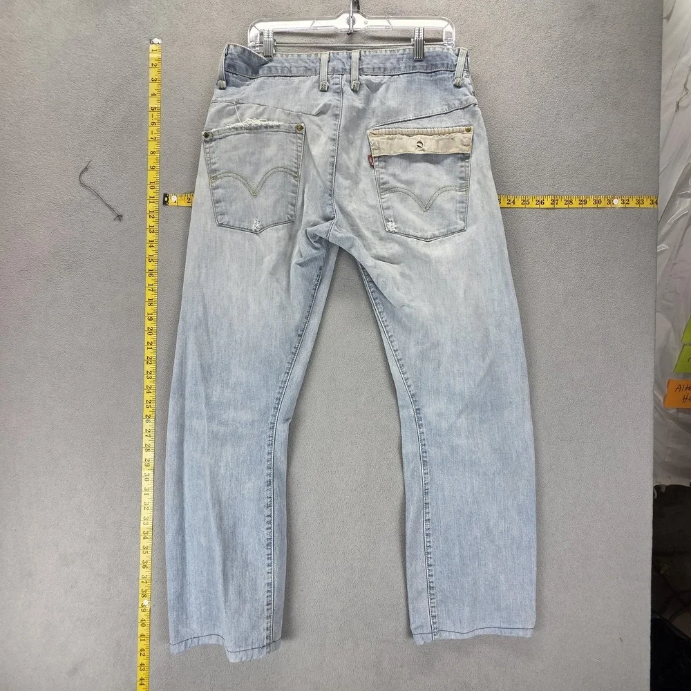 VTG Levis Engineered Jeans Mens Blue Twisted Flap Pockets Altered Hem Fits 32x30